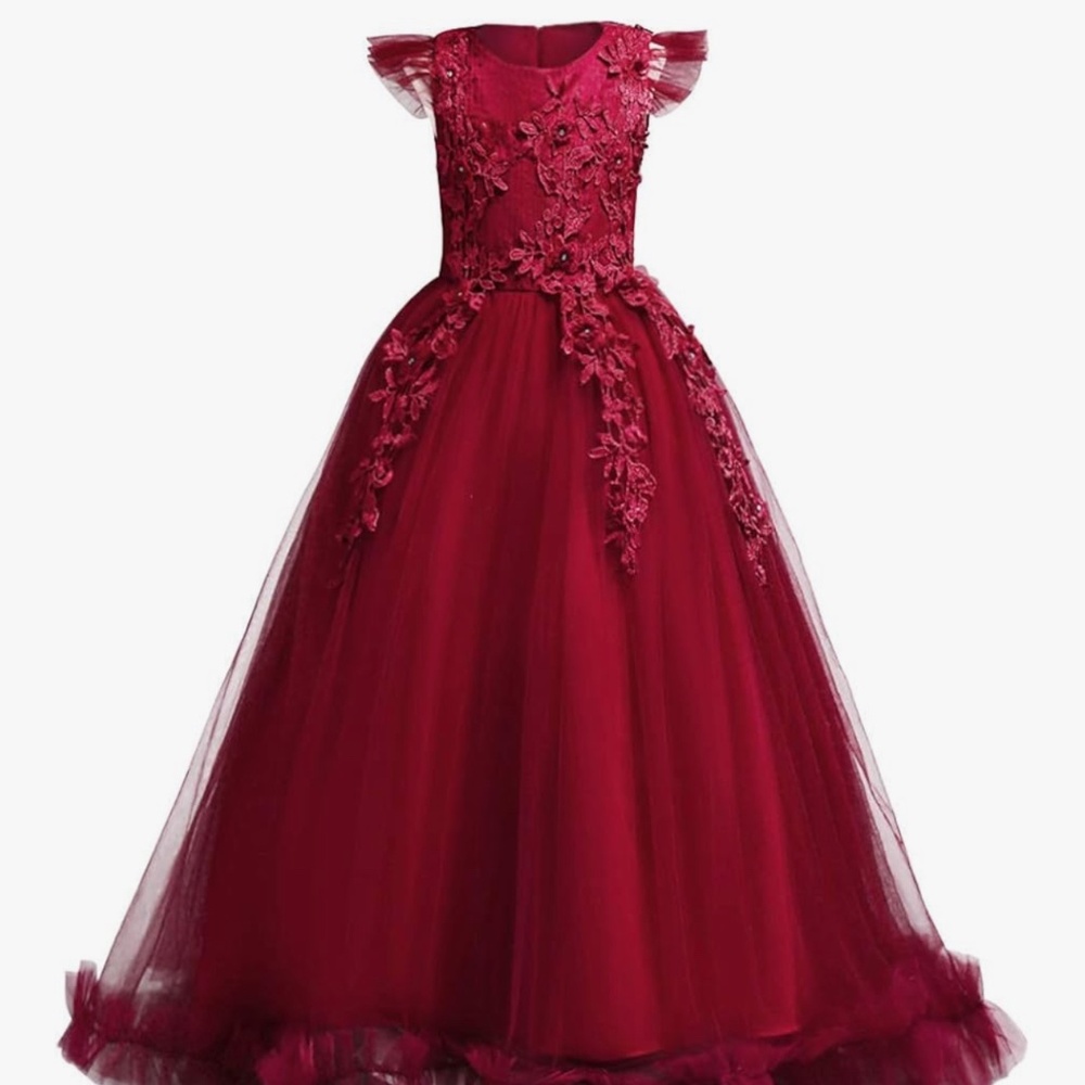 Burgundy Girls Dress